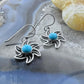 Sterling Silver Blue Turquoise Flower Dangle Earrings For Women