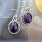 Sterling Silver Southwestern Style Oval Amethyst Dangle Earrings For Women
