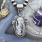 Sterling Silver Southwestern Style Elongated Oval Dendritic Agate Decorated Pendant For Women