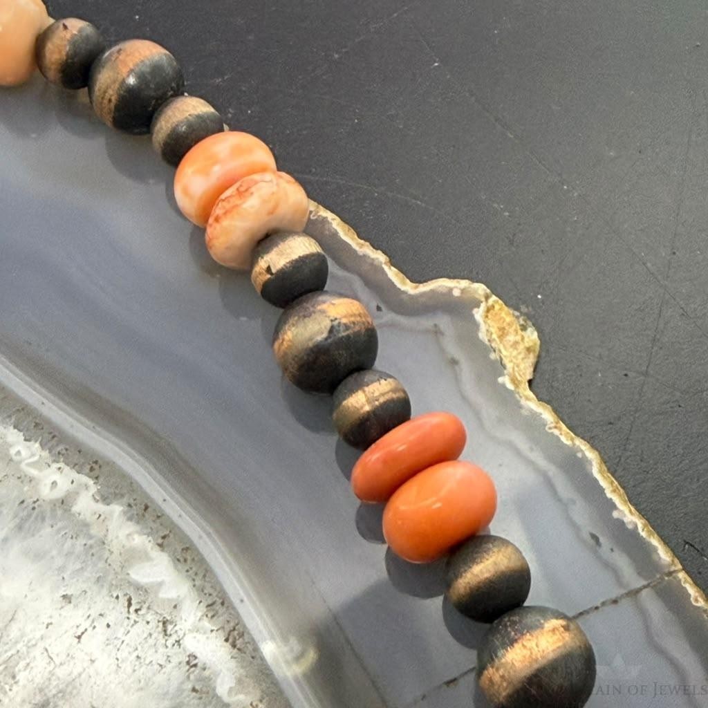 Southwestern Style 6.5-8.5mm Copper Navajo Pearl & Spiny Oyster Beads Necklace For Women