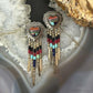 Q.T Quoc Vintage Sterling Sillver Multistone Inlay Heart Dangle Earrings For Women