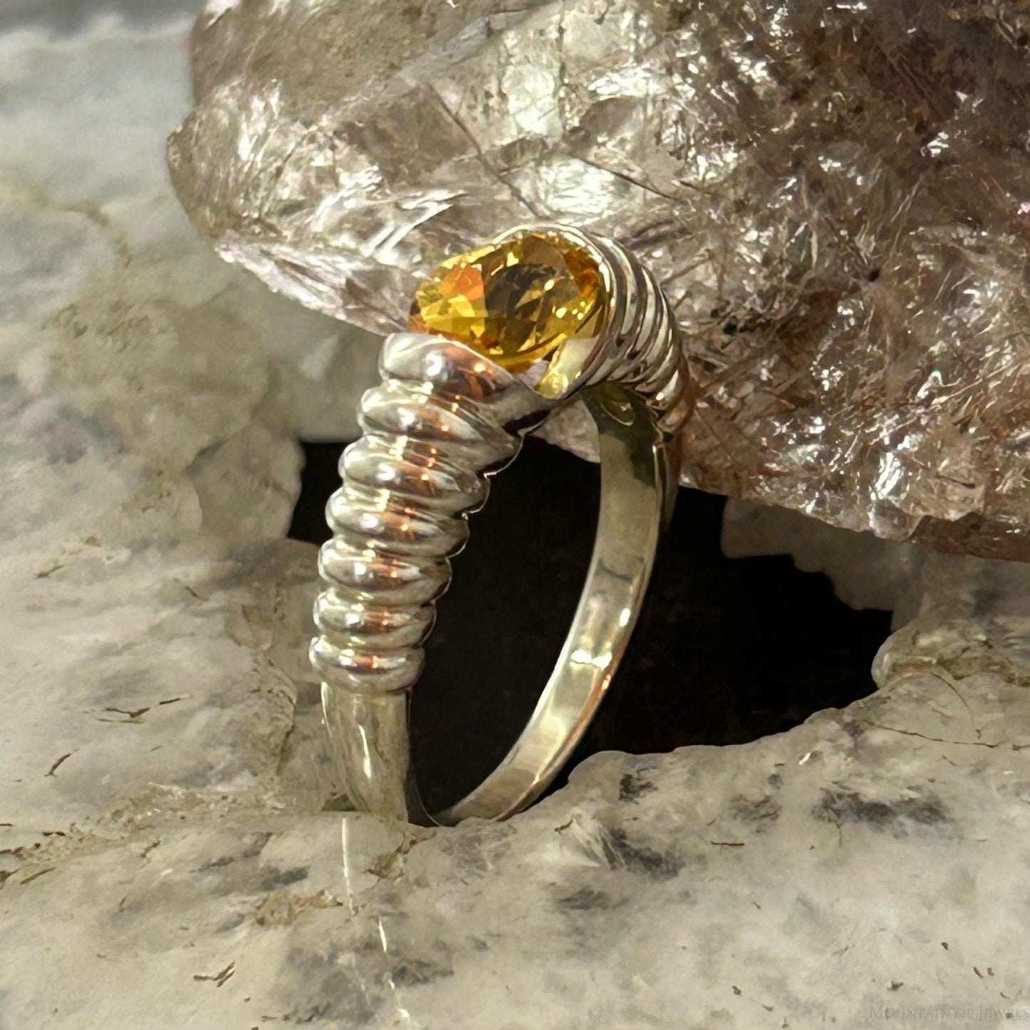 Carolyn Pollack Sterling Silver Faceted Citrine Decorated Ring For Women