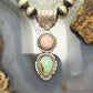 Sterling Silver Southwestern Style Pink Conch & Turquoise Pendant For Women