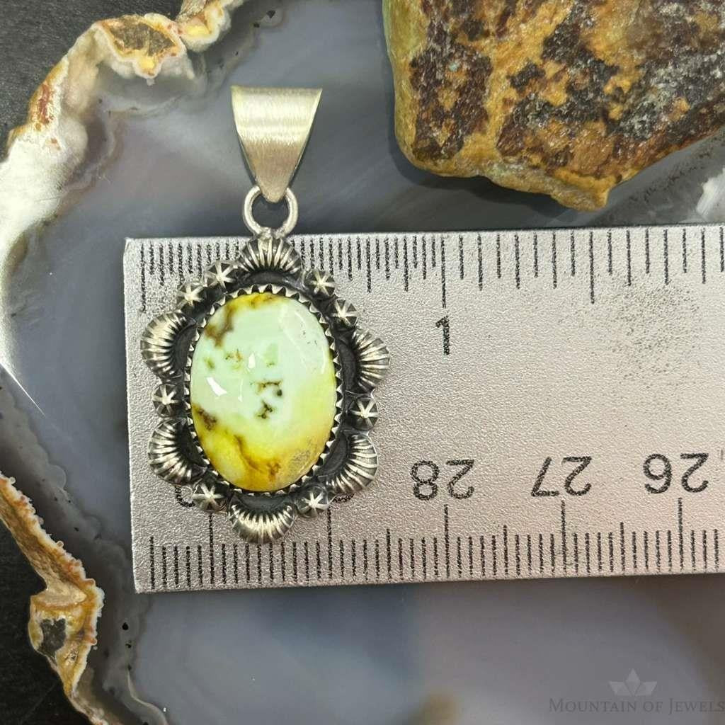 Sterling Silver Southwestern Style Oval Palomino Decorated Pendant For Women