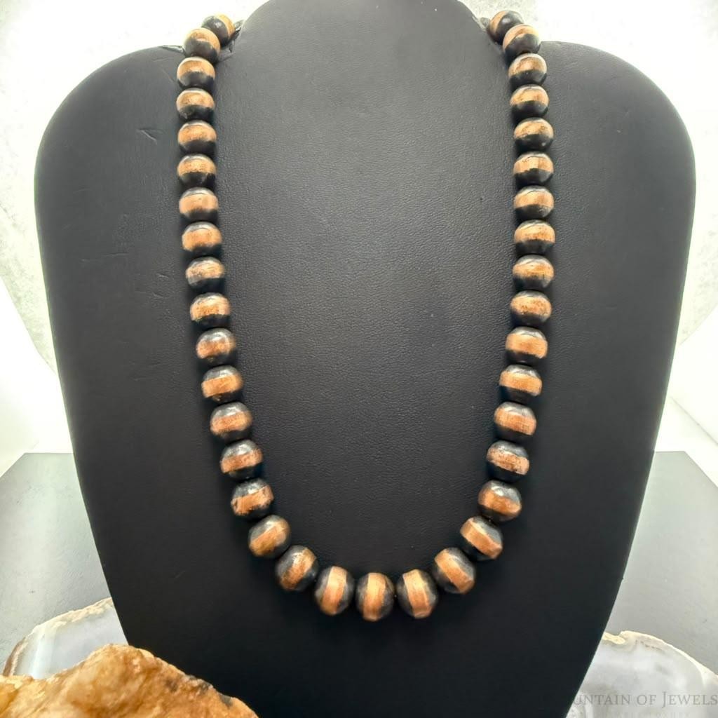 Copper 10.5 mm Navajo Pearl Beads Length 16" Necklace For Women