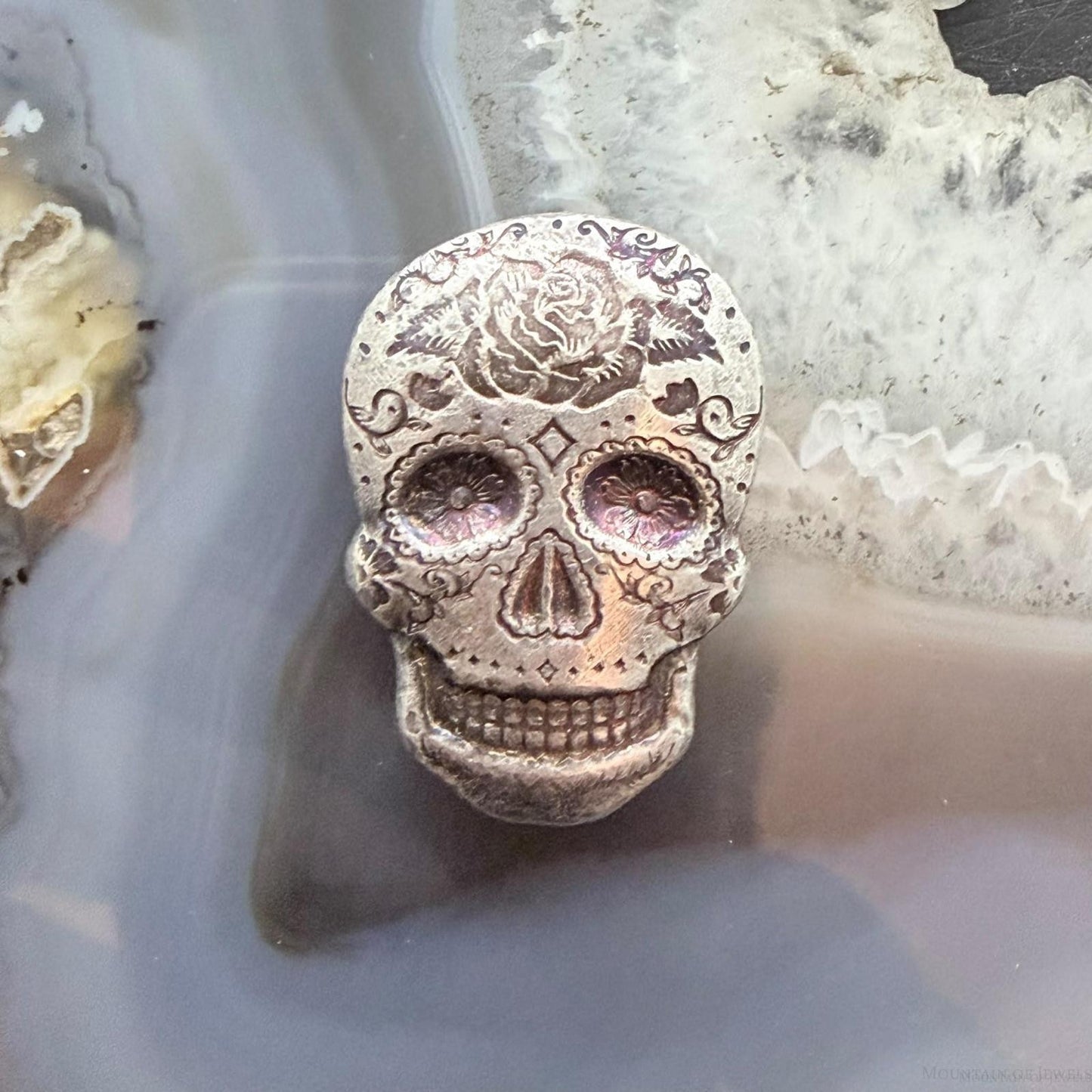 2 Troy Ounces of .999 Fine Silver Decorated Skull #PX.EO