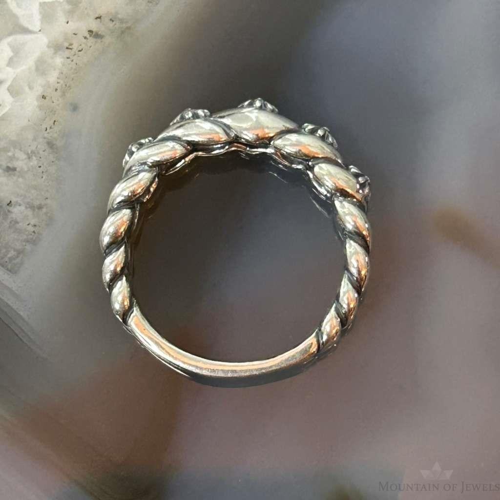 Carolyn Pollack Sterling Silver Decorated Flower Concho Ring Size 9 For Women