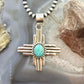 Sterling Silver Southwestern Style Oval Mohave Turquoise Unisex Zia Pendant #1