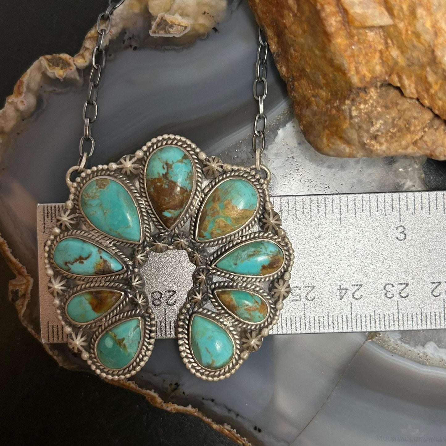 Sterling Silver Southwestern Style Kingman Turquoise Naja 19" Necklace For Women