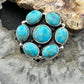 Sterling Silver Southwestern Style Mohave Turquoise Cluster Ring Size 7.5 For Women