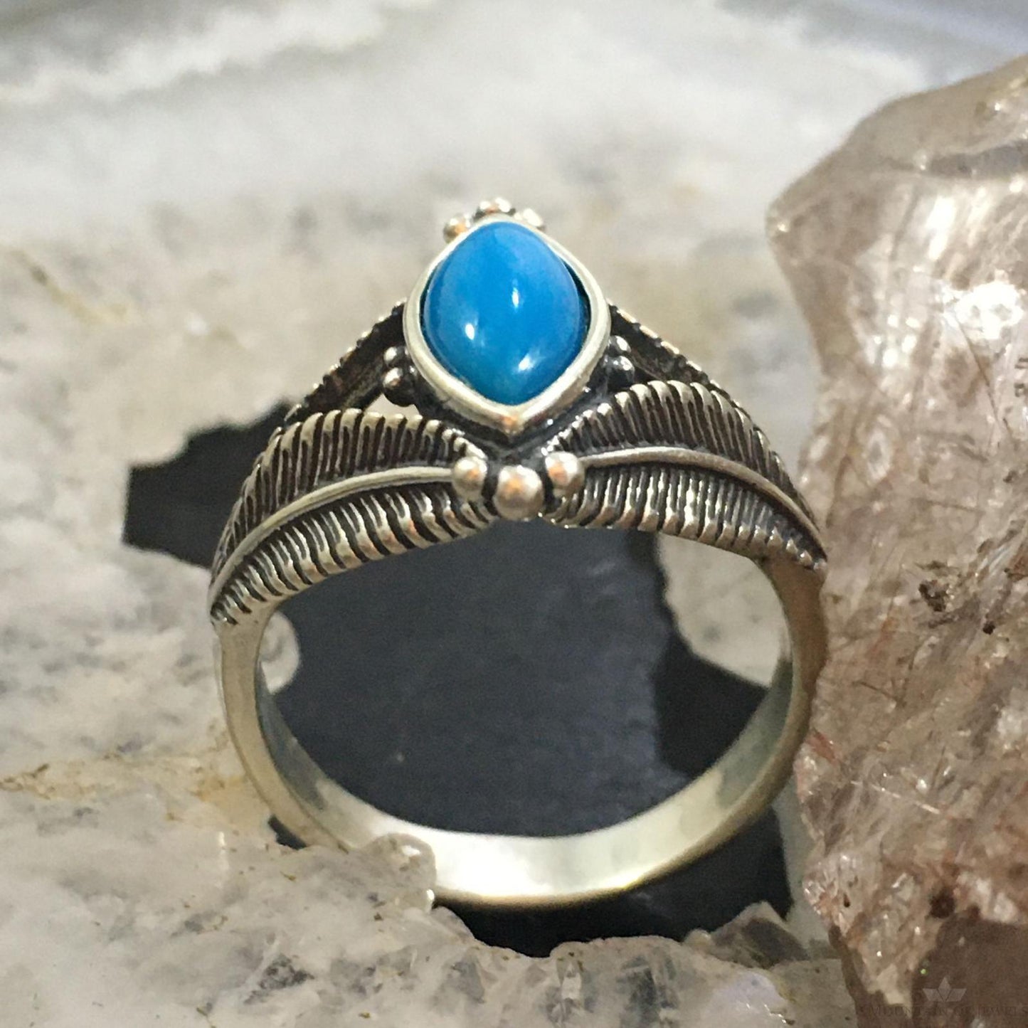 Carolyn Pollack Sterling Silver Marquise Sleeping Beauty Turquoise Ring For Women