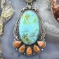 Sterling Silver Southwestern Style Oval Turquoise & Spiny Oyster Pendant For Women