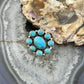 Sterling Silver Southwestern Style Mohave Turquoise Cluster Ring Size 7.5 For Women