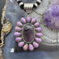 Native American Sterling Silver Wampum & Phosphosiderite Cluster Pendant For Women