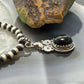 Sterling Silver Southwestern Style Oval Onyx Decorated Charm/Pendant For Women