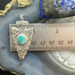 Gary Custer Native American Navajo Sterling Silver Tufa Cast Turquoise Arrowhead Unisex Pendant #3