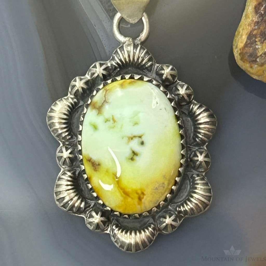Sterling Silver Southwestern Style Oval Palomino Decorated Pendant For Women