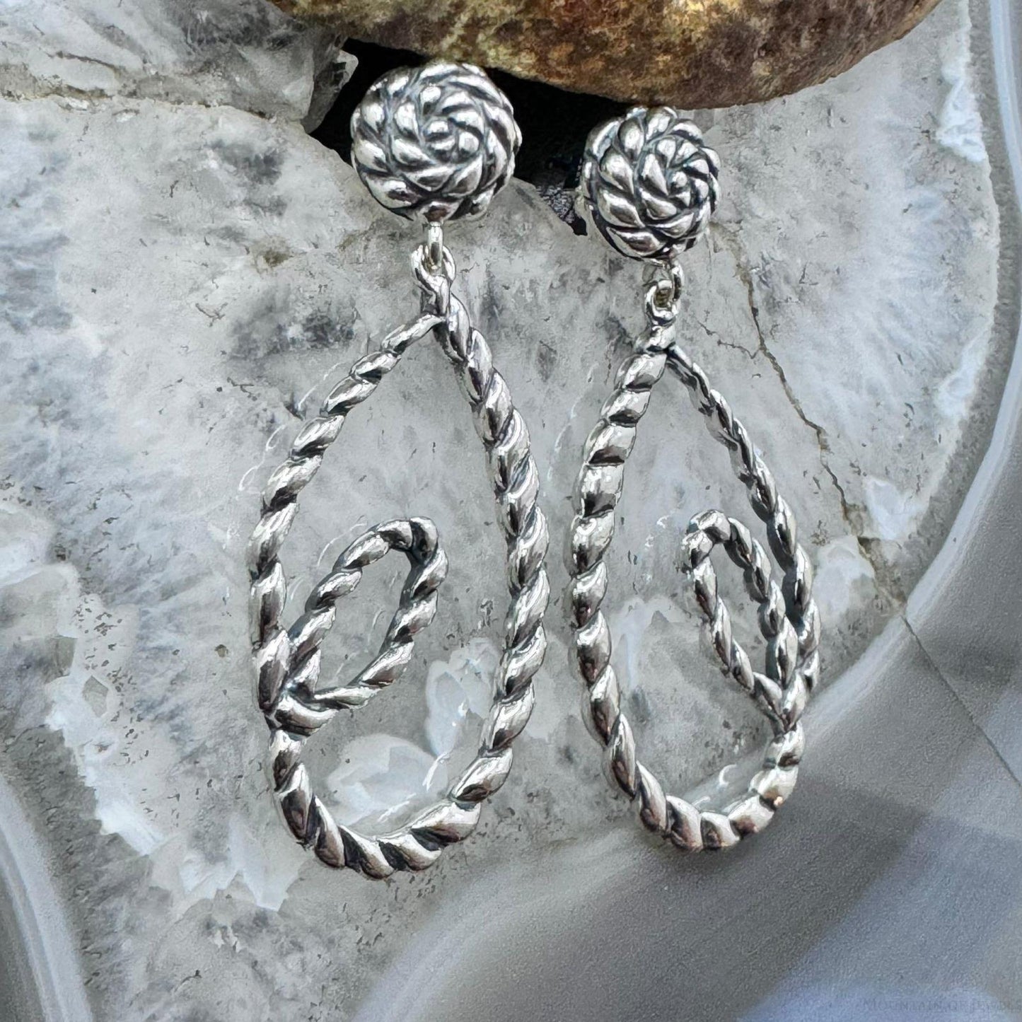 Carolyn Pollack Sterling Silver Swirly Rope Dangle Earrings For Women