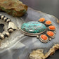 Sterling Silver Southwestern Style Azurite Malachite & Spiny Oyster Decorated Pendant
