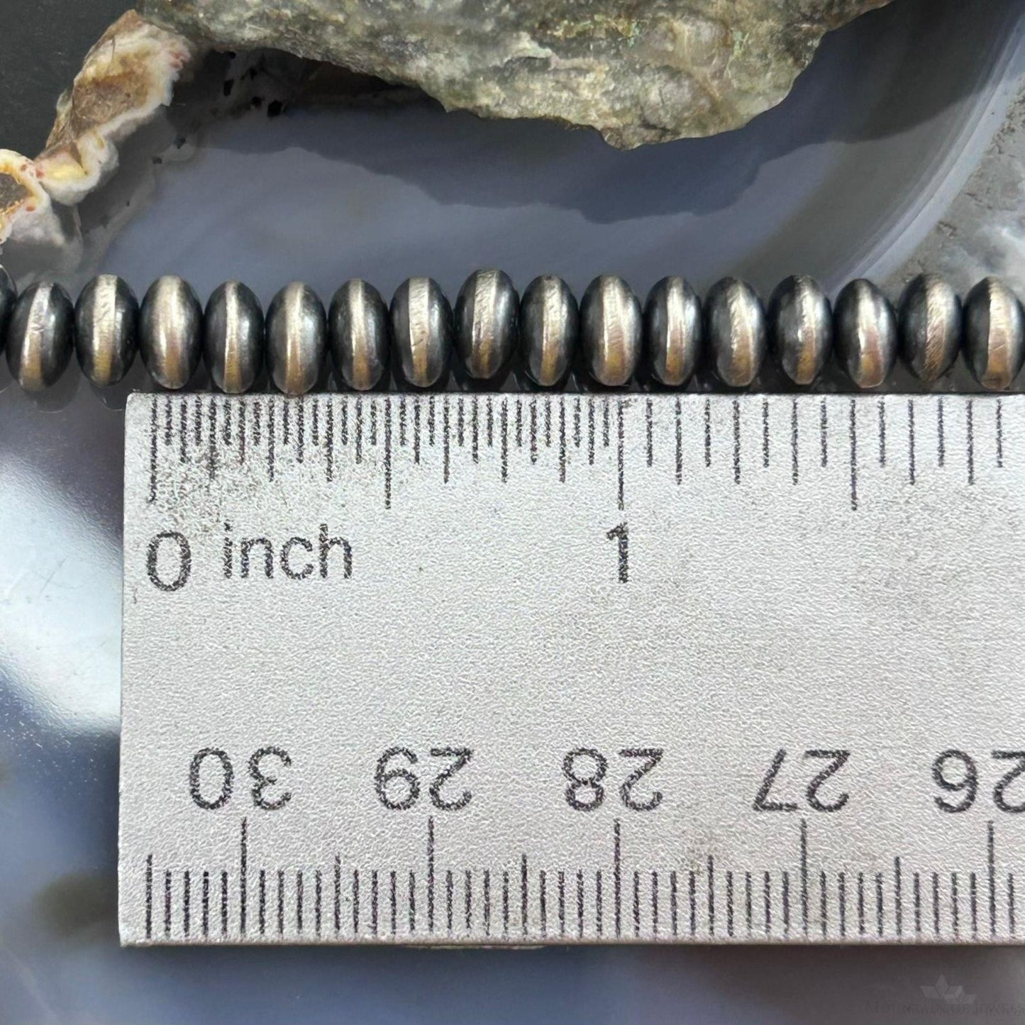 Sterling Silver Southwestern Style 6 mm Saucer Navajo Pearl Beads 16"-18" Necklace For Women