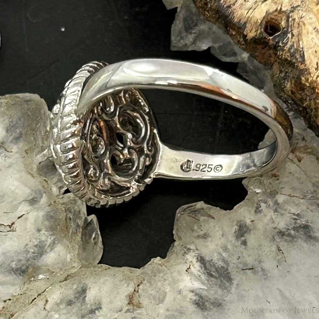 Carolyn Pollack Sterling Silver Peridot Decorated Ring Size 9 For Women