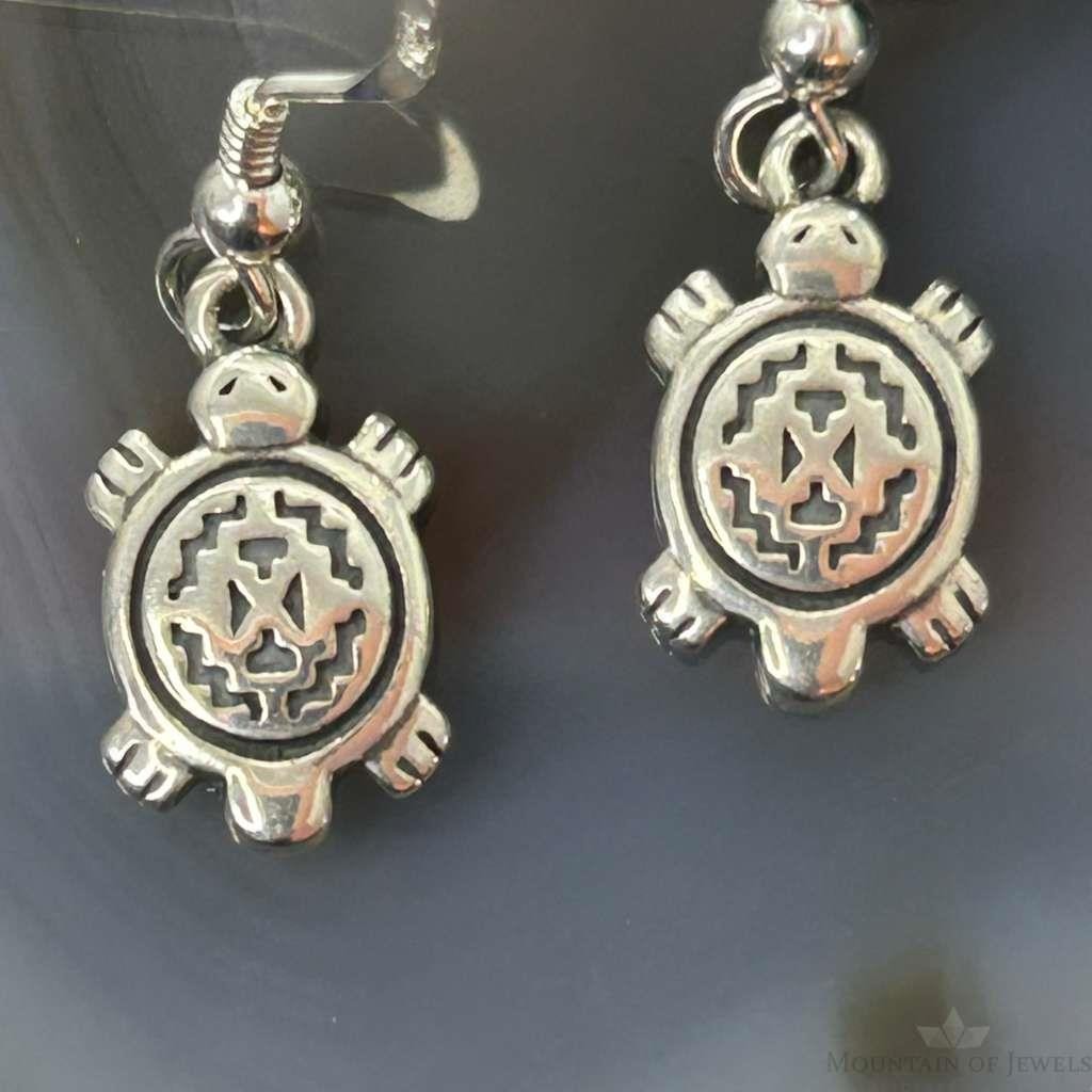 Carolyn Pollack Sterling Silver Tiny Turtle Dangle Earrings For Women