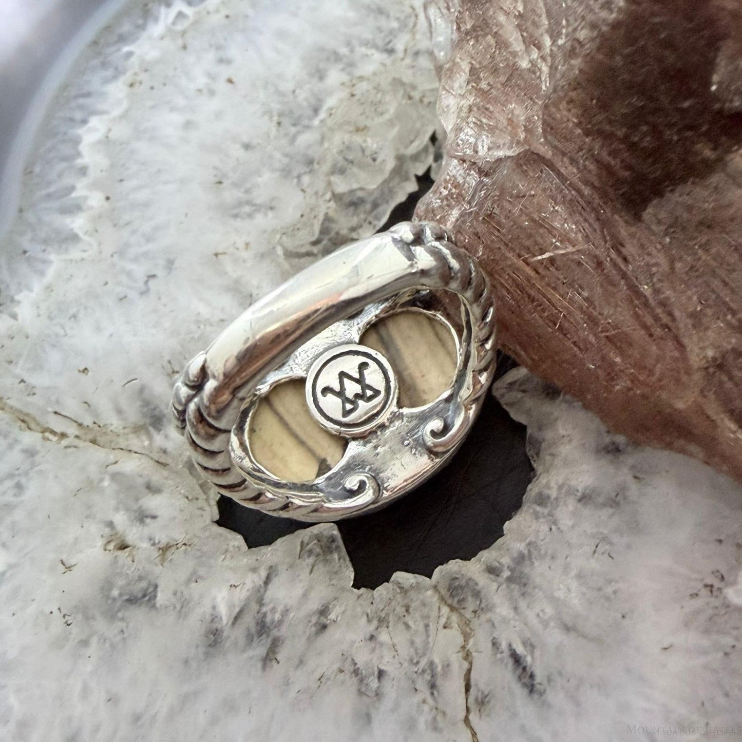 Carolyn Pollack Vintage Sterling Silver Picture Jasper w/Doa & Zia Ring Size 9 For Women
