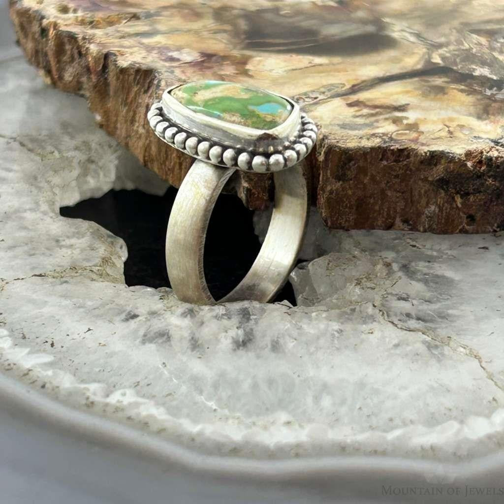 Sterling Silver Southwestern Style Sonora Gold Turquoise Adjustable Ring For Women #4