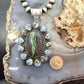 Sterling Silver Southwestern Style Blackjack & Golden Hill Turquoise Pendant For Women