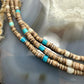 Vintage Native American 3 Strands Heishi Beads &Turquoise 26" Necklace For Women