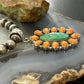 Sterling Silver Southwestern Spiny Oyster & Emerald Valley Turquoise Cluster Pendant For Women