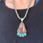 Sterling Silver Southwestern Style Large Red Creek & Mohave Turquoise Pendant For Women