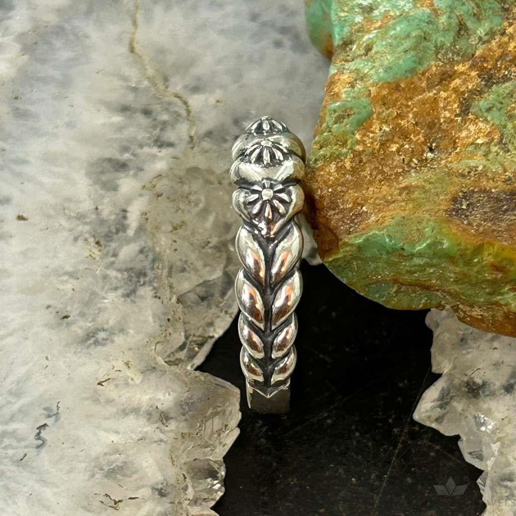 Carolyn Pollack Sterling Silver Decorated Flower Concho Ring Size 9 For Women