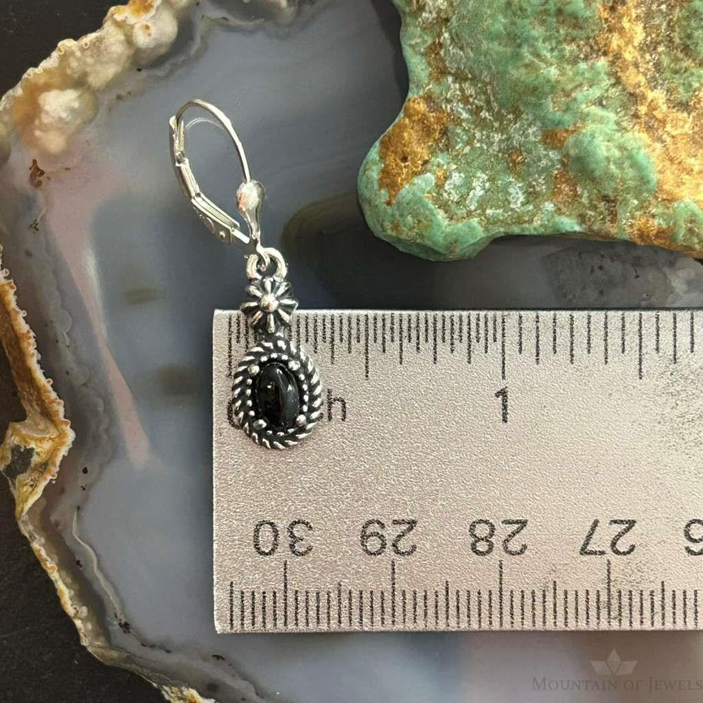Carolyn Pollack Sterling Silver Onyx Decorated Dangle Earrings For Women