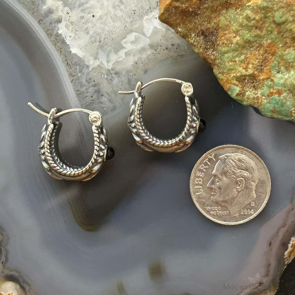 Carolyn Pollack Sterling Silver Round Onyx Hoop Earrings For Women