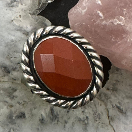 Carolyn Pollack Sterling Silver Oval Faceted Carnelian Ring Size 6.5 For Women