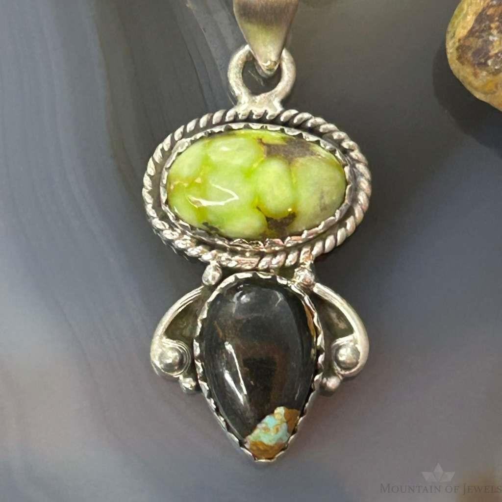 Sterling Silver Southwestern Style Palomino & Blackjack Pendant For Women