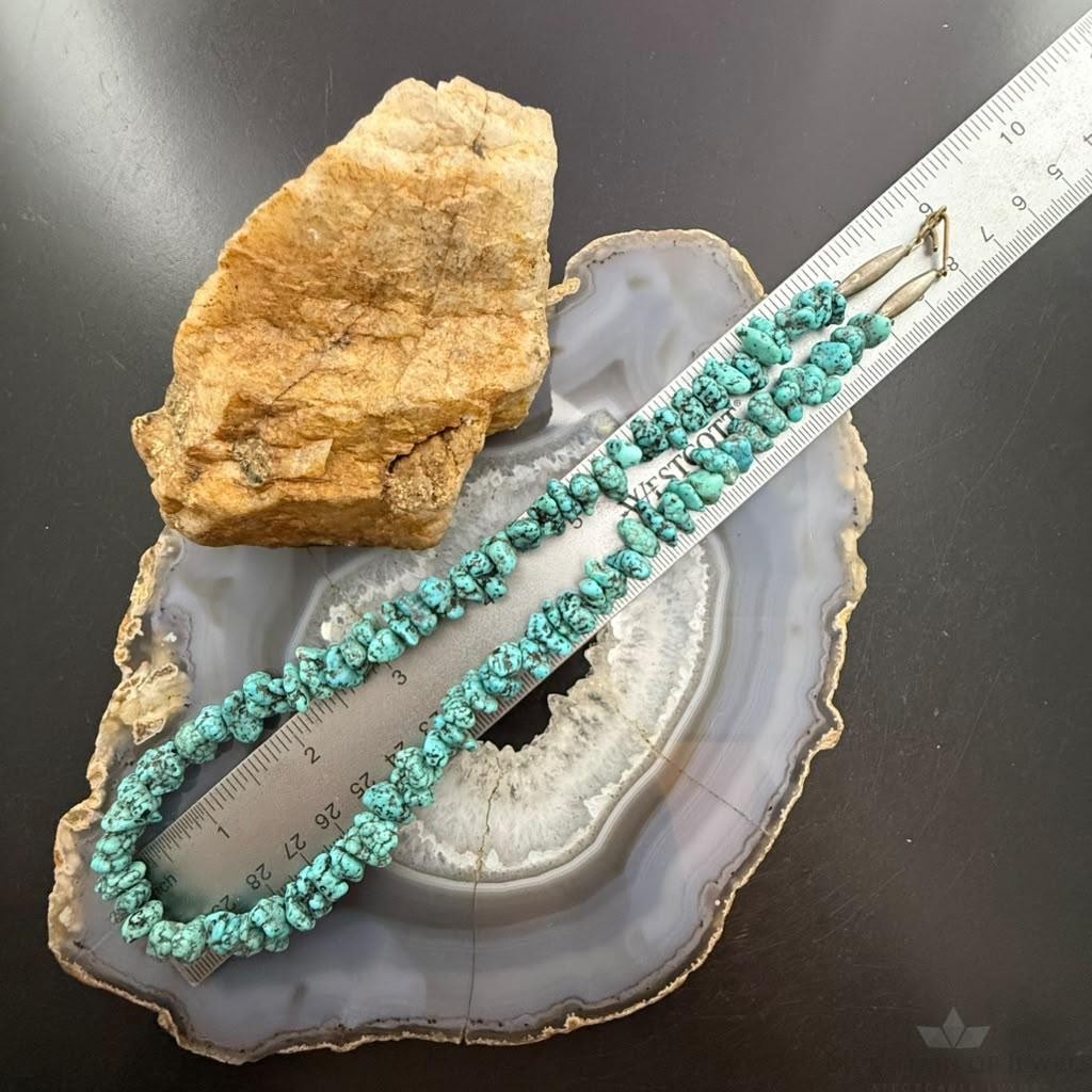 Vintage Native American Natural Nugget Turquoise Beads 18" Necklace For Women