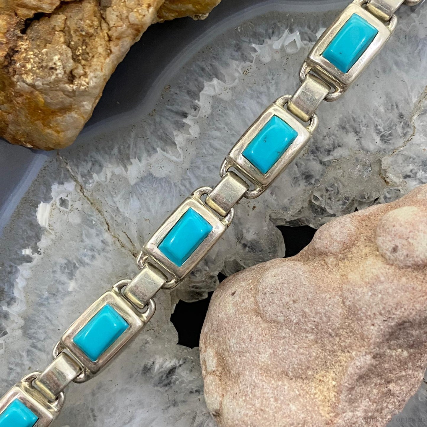 Christine Wolf Sterling Silver Double Side Multi-Stone Link Bracelet For Women