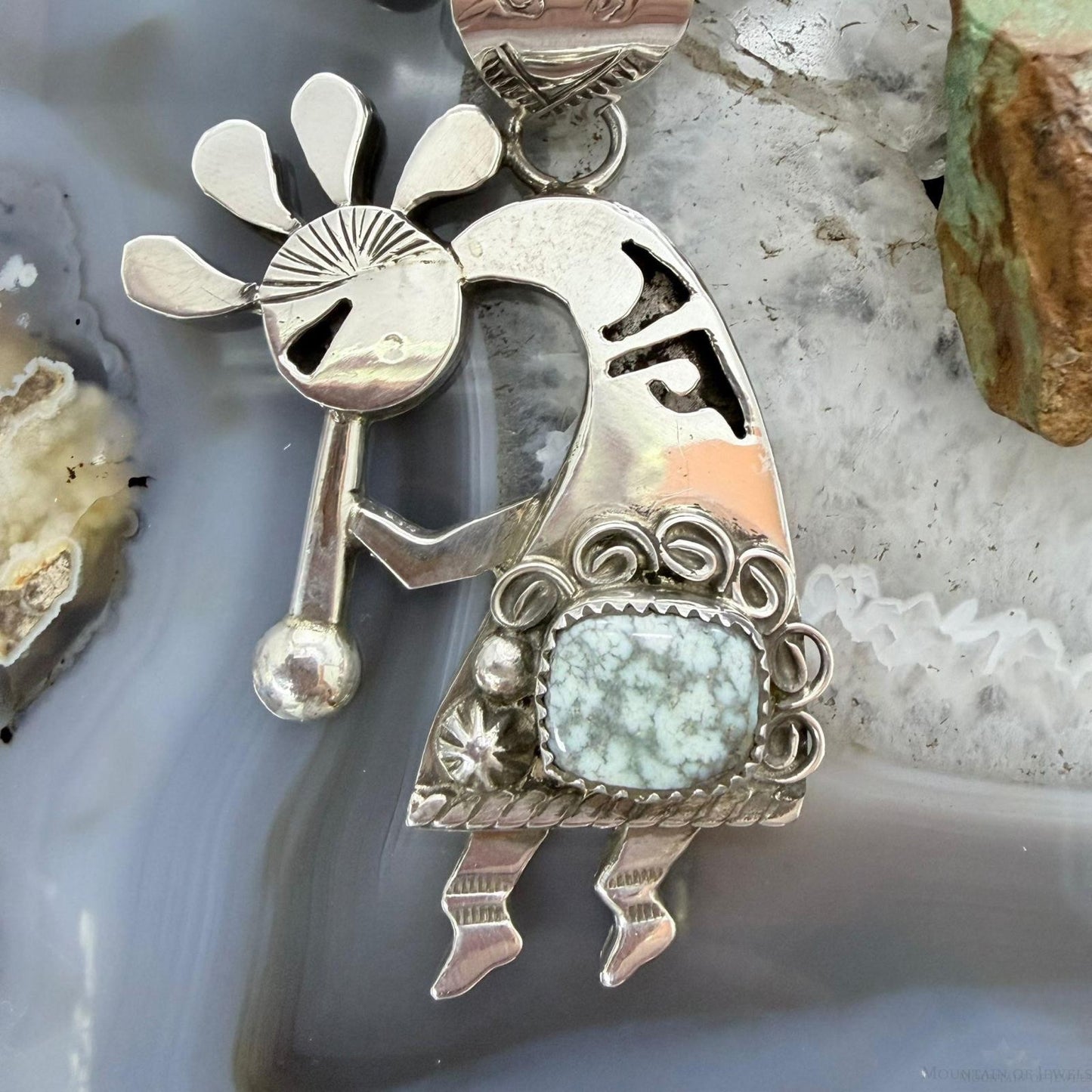 Alonzo Mariano Native American Sterling Silver w/Turquoise Kokopelli Pendant #1