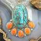 Sterling Silver Southwestern Style Azurite Malachite & Spiny Oyster Decorated Pendant