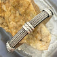 Vintage Braided Sterling Silver Over Black Leather Fashion Bracelet For Women