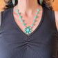 Sterling Silver Southwestern Style Tyrone Turquoise Cluster 18" Necklace For Women