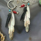 Carolyn Pollack Southwestern Style Sterling Silver MOP Etched Feather Dangle Earrings