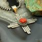 Sterling Silver Southwestern Style Rounded Spiny Oyster Unisex Zia Pendant