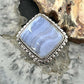 Sterling Silver Southwestern Style Square Blue Lace Agate Ring Size 7.5 For Women