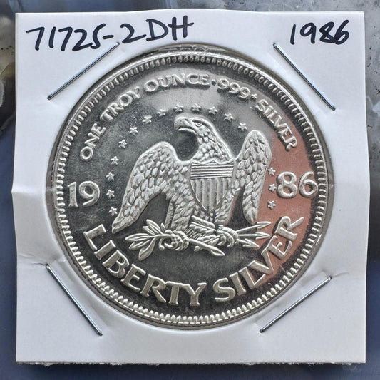 1986 US One Troy Ounce .999 Fine Liberty Silver Round #71725-2HD