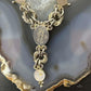 Signed Andes Miner Silver Garnet 20" Toggle Clasp Necklace For Women