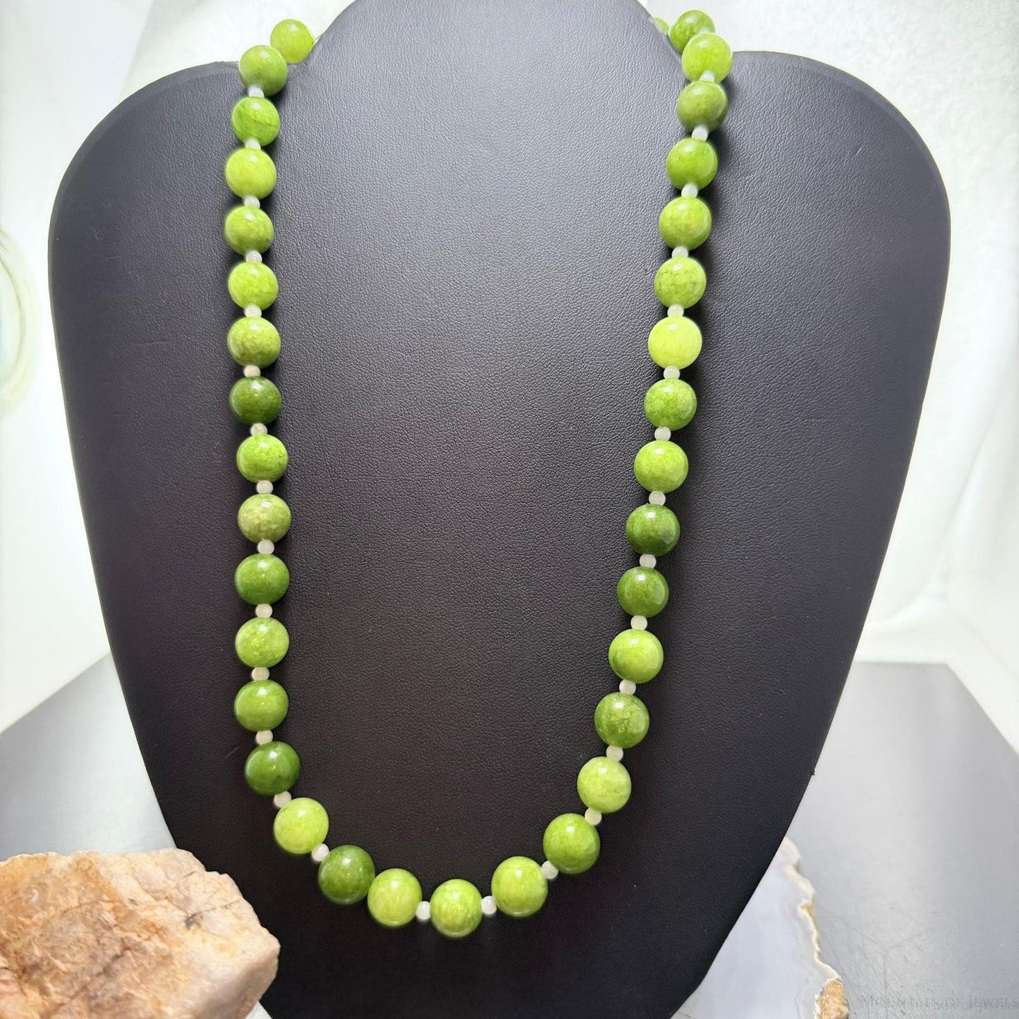 Sterling Silver Southwestern Style Peridot Beads & Small Moonstone Necklace For Women