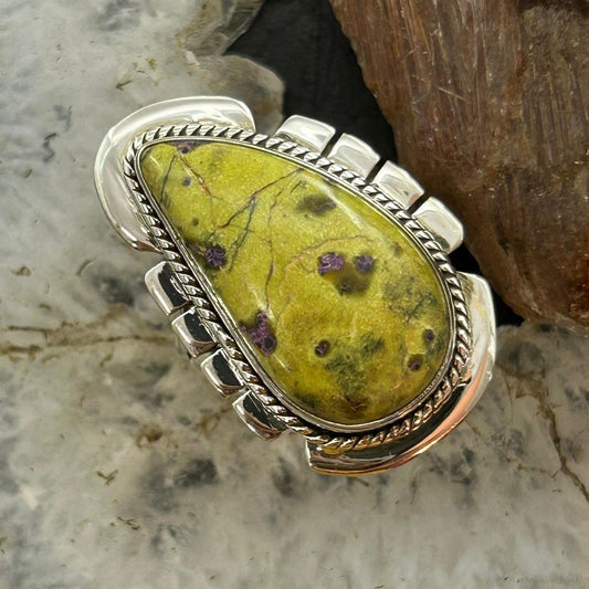 Sterling Silver Southwestern Style Teardrop Atlantisite Ring Size 8.25 For Women
